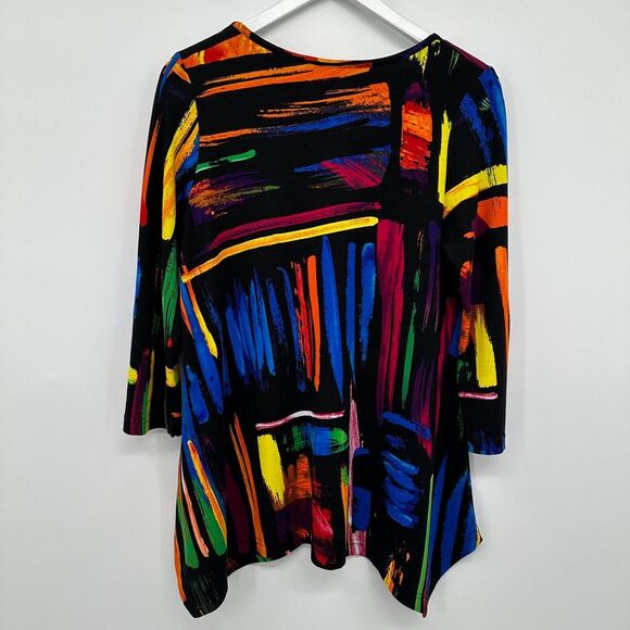 Lior Paris Tunic Top‎ Shirt Blouse Size Small 3/4 Roll Tab Sleeve Art to Wear - Picture 9 of 13